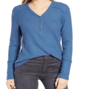 Caslon High Cuff Henley Top long sleeve color blue ensign size xs